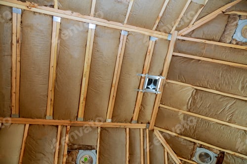 Preview: CoveringCovering insulation mineral wool with the use of attic with fiberglass cold barrier