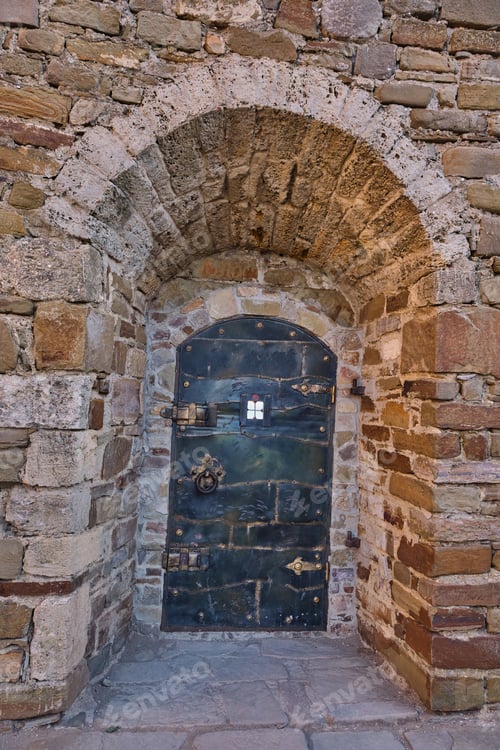 Preview: An iron door in a medieval Genoise fortress in Sudak, Crimean peninsula.