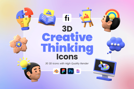 Preview: 3D Creative Art Thinking Icon Set