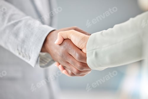 Preview: Business people, handshake and partnership in b2b, agreement or deal for collaboration, teamwork or