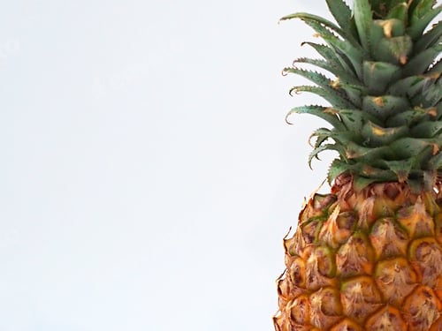 Preview: Ripe pineapple on a white background, background for text