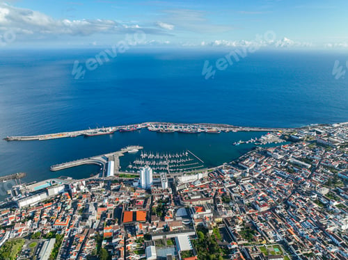 Preview: Coastal cityscape of Ponta Delgada and sea