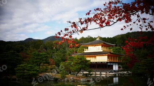 Preview: Beautiful shot of the Rokuon-ji temple in Kyoto, Japan