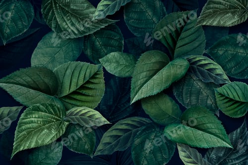 Preview: Metallic green leaves textured background