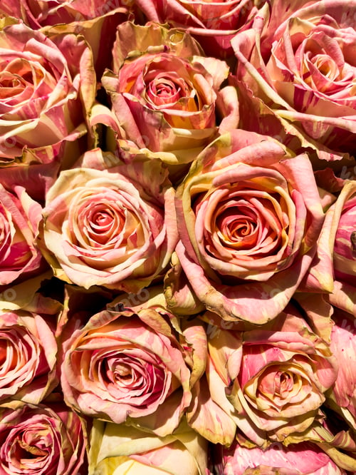 Preview: Pink Roses Bouquet Pattern Background