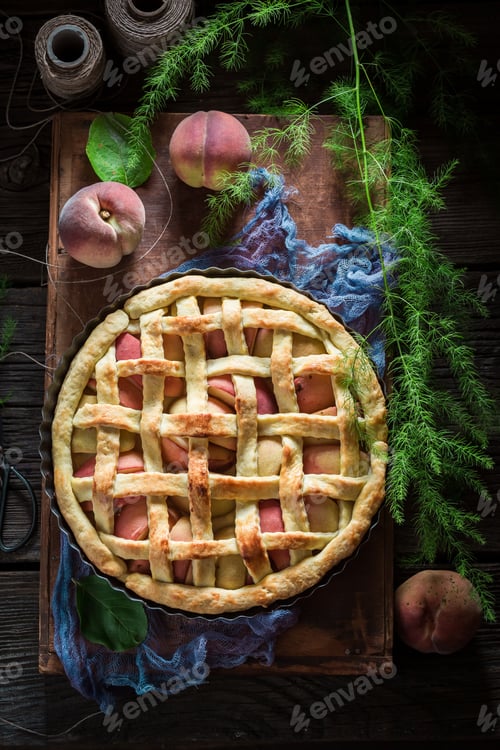 Preview: Sweet plum pie made of fruits. Tart made of plums.