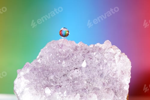 Preview: Closeup shot of a water drop on a mineral stone