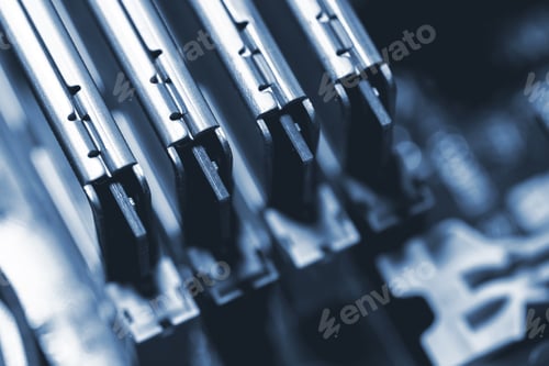 Preview: Four sticks of DDR RAM memory inside modern personal computer