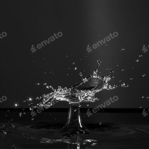 Preview: Closeup shot of a water splash isolated on a black background