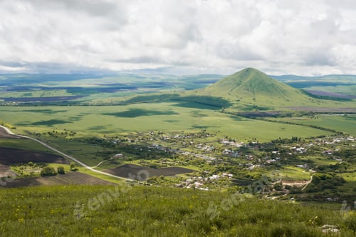 Preview: scenic view of green valley covered with trees, Russia, Pyatigorsk, may 2017