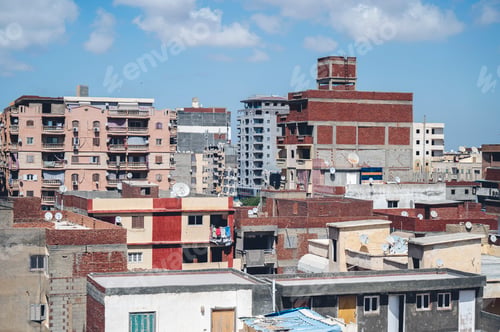 Preview: Scenic view of Cairo city in Egypt on a cloudy sky background