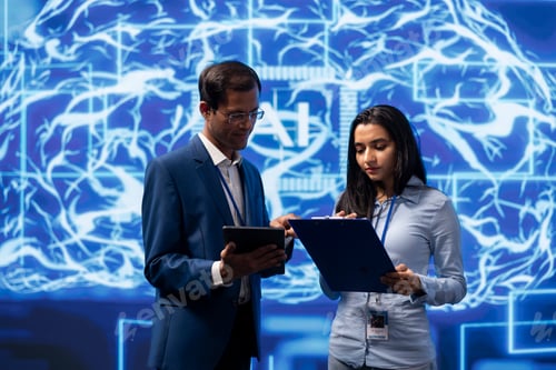 Preview: IT department coworkers brainstorming ways to develop AI