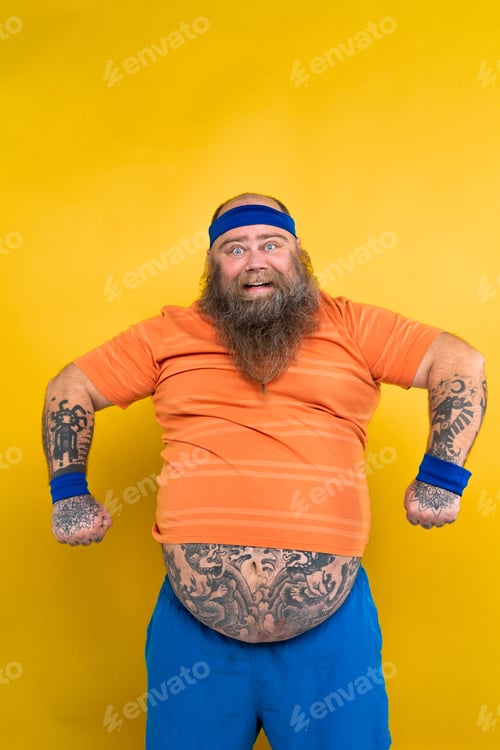 Preview: Fat man doing sport