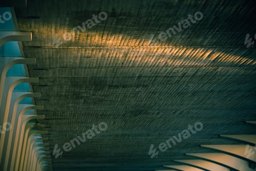 Preview: Architecture background with ray of light shining on gray cement, copy space for text.