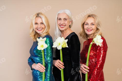 Preview: Happy senior women having party