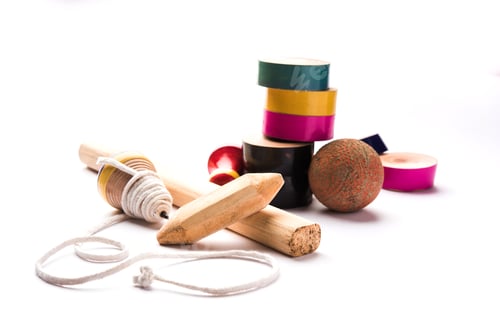 Colorful Vintage Wooden Toys Still Life