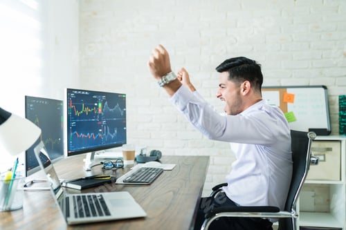 Preview: Freelance Stock Broker Celebrating Profit Margin