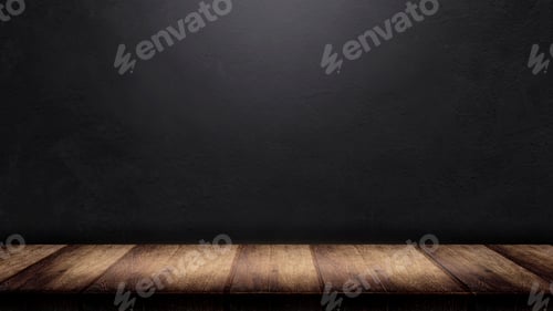 Preview: Wood Table Product Display with Dark Background