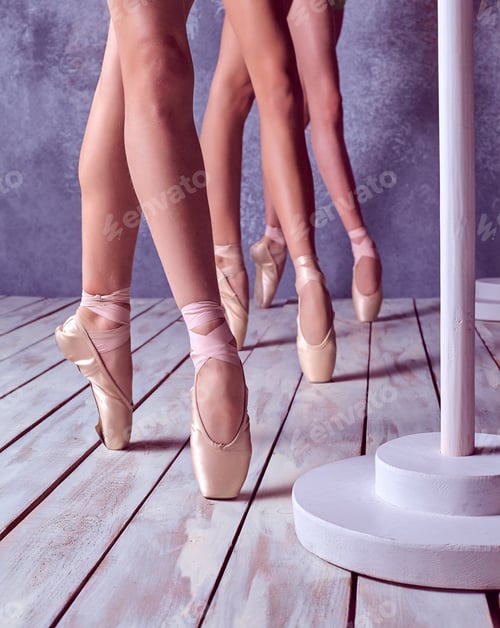 Preview: The Feet Of A Young Ballerinas In Pointe Shoes