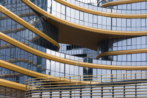 Preview: modern stylish office building made of glass and aluminum, rental concept