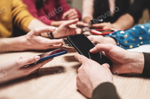 Preview: Group of Friends Using Smartphones - Social Media Interaction