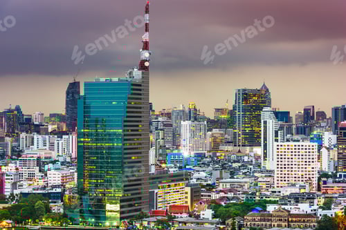 Preview: Bangkok, Thailand cityscape at dusk.