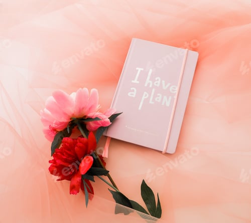 Preview: Daily planner, daily planning, personal organiser, lifestyle, dayplanner,peonies,peony, flatlay