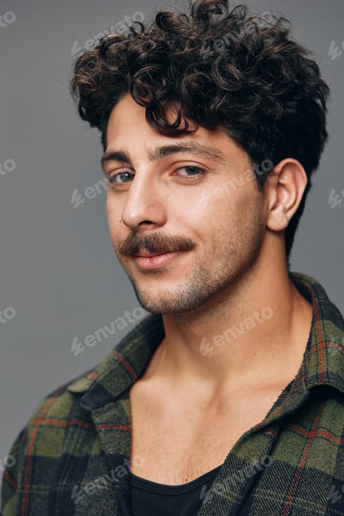 Preview: Copyspace man smile handsome hipster fashion face portrait