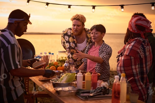 Preview: People eating hot dogs outdoors