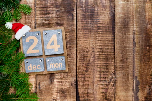 Preview: Christmas greeting card wooden background.