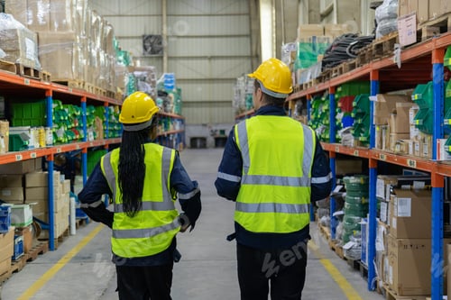 Preview: Store clerks inspect products, warehouses, industrial and logistics supply chains.