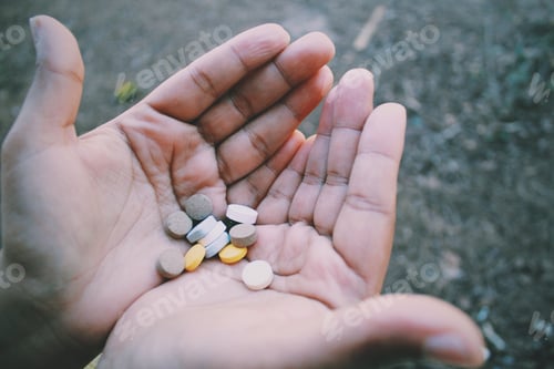 Preview: Medicine and pills in hand