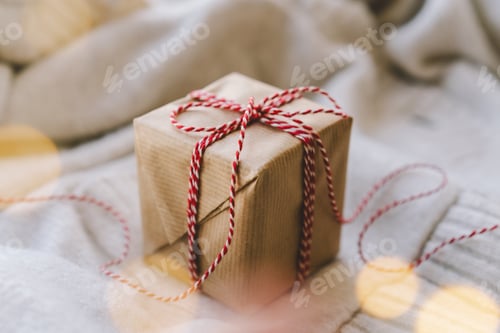 Preview: Wrapped Gift Box on a Knitted Blanket