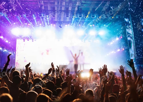 Preview: crowd partying stage lights live concert summer music festival