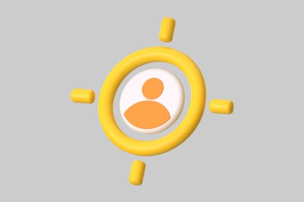 Vista previa: Persona en círculo con formas amarillas