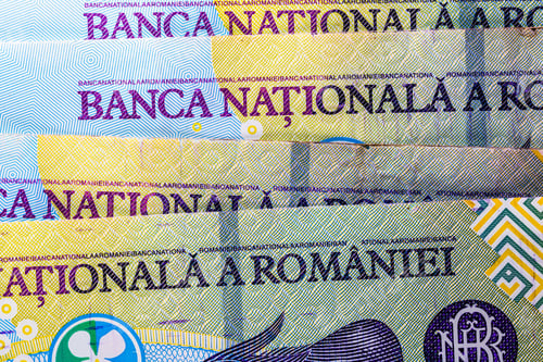Preview: Closeup of LE banknotes details - world money, inflation and economy concept