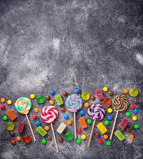 Preview: Assortment of colorful candies and lollipops