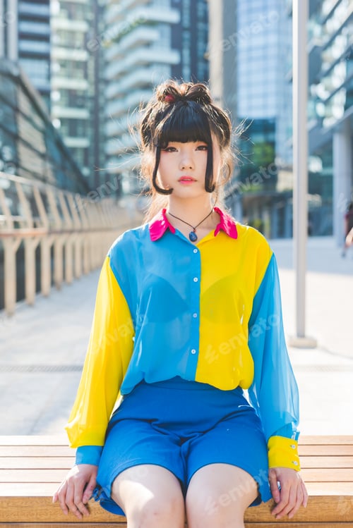 Preview: Young asiatic woman outdoor