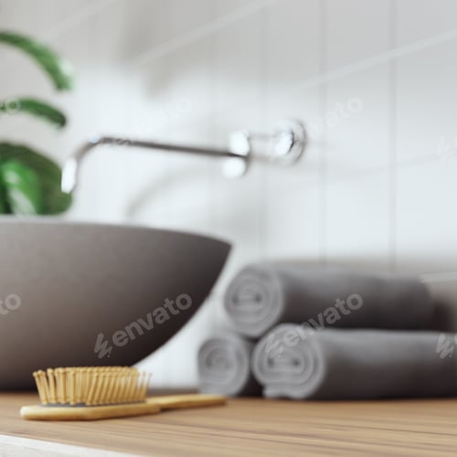 Preview: Cosmetic product display bathroom interior background. 3d illustration