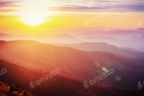 Preview: Beautiful sunset in the Carpathian Mountains Ukraine