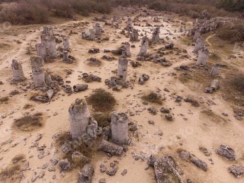 Preview: Aerial view of Pobiti Kamani, The Stone Forest Natural Reserve near Varna in Bulgaria