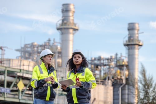 Ingenieros industriales discutiendo las operaciones