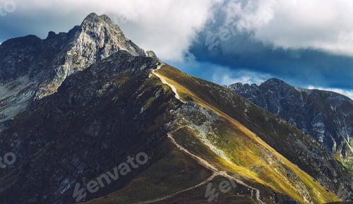 Preview: Tatra mountains peaks in the autumn. Trail towards Swinica in Poland