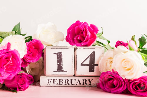 Preview: Bunch of White and Pink Roses for St Valentines Day