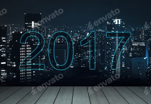 Preview: 2017 Happy New Year On Light City Night Time For Background