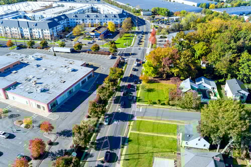 Preview: In New Jersey, United States, a view from an aerial perspective of beautiful small American town