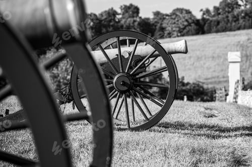 Preview: Grayscale of old cannons in Antietam Battlefield, Maryland