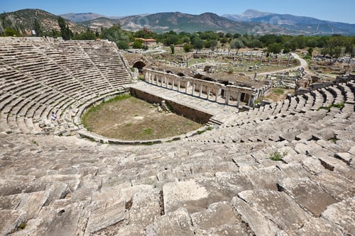 Preview: Archeological landmark of Aphrodisias. Amphitheatre. Hellenistic and roman art. Turkey