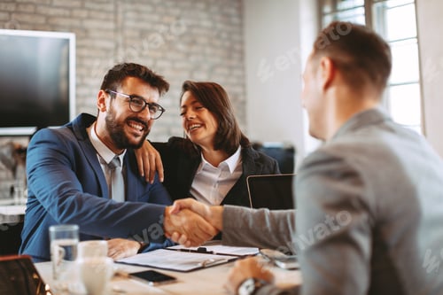 Preview: Business Meeting: Happy Clients Shaking Hands in Office