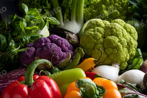 Preview: Large baking pan with fresh mixed colourful vegetables